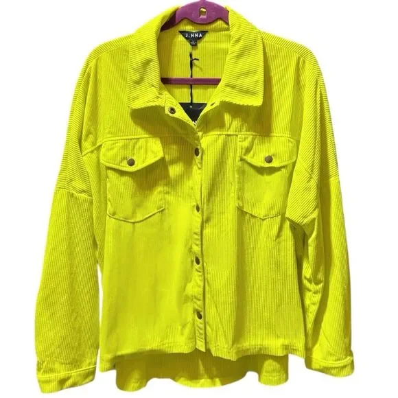 J.NNA Chartreuse Corded Snap Down High Low Shacket – Size Large NWT - Picture 10 of 16
